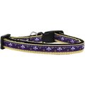 Mirage Pet Mirage Pet 125-161 SM Purple & Yellow Fleur De Lis Nylon Ribbon Dog Collar - Small 125-161 SM